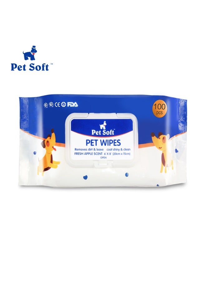 مناديل تنظيف معطرة برائحة التفاح للحيوانات الأليفة – ناعمة وعددها 100 قطعة - Image 4